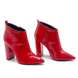 Red Patent Ankle Booties